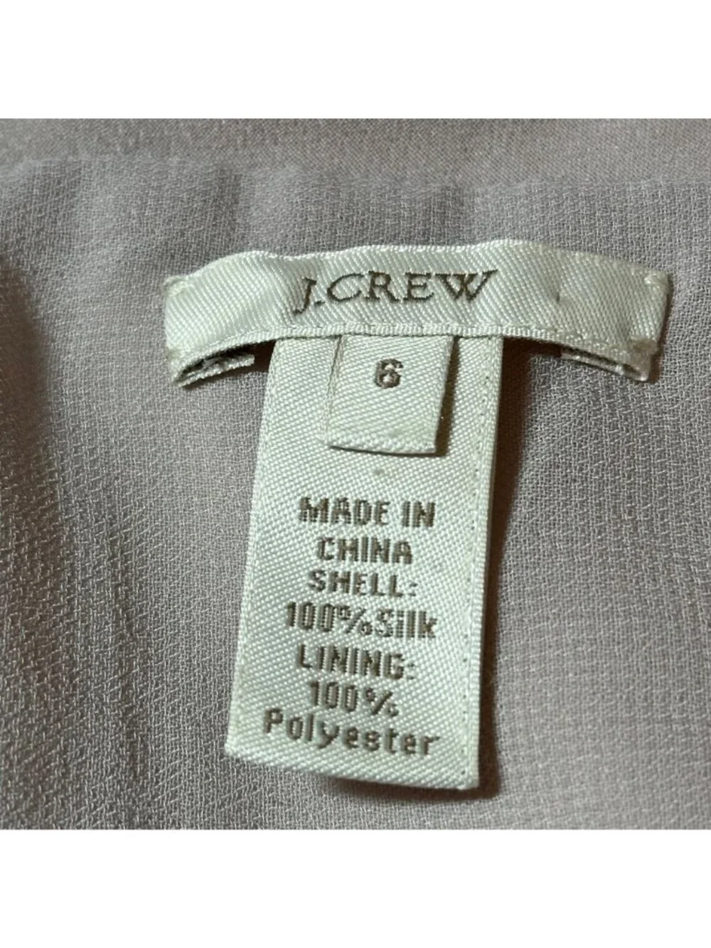 J.Crew Silk Dress Size 6 Beige V-Neck Sleeveless A-Line Fully Lined Side Zipper - Picture 4 of 9